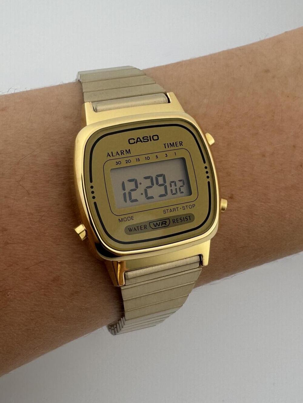Gold Digital Watch for Women Petite Vintage Minimalist Casio Small Wrist